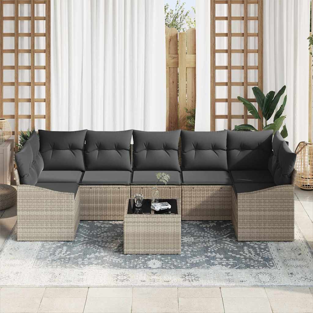 Garten-Sofa-Set 8 pcs Hellgrau und Dunkelgrau 55 x 55 x 37 cm